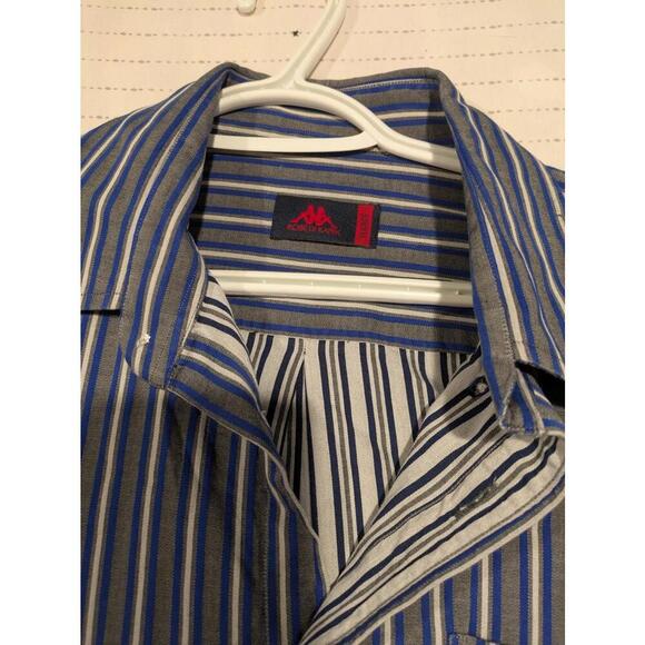 Robe Di Kappa Stylish Striped Button-Up Shirt Mens XL Blue White - Picture 10 of 13